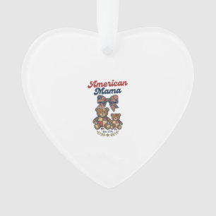 American Mama Patriotic Bear Patchwork Vector Desi Ornament