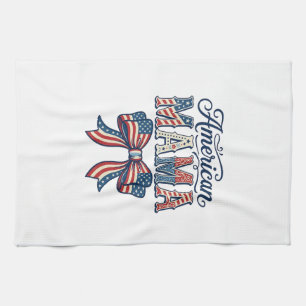 American Mama Patriotic Bow Vintage 4th of July Sh Kitchen Towel