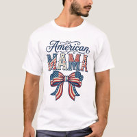 American Mama Patriotic Bow Vintage 4th of July Sh