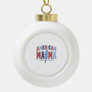 American Mama Patriotic Vintage Engraving Shirt De Ceramic Ball Christmas Ornament