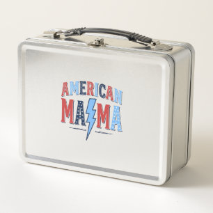 American Mama Patriotic Vintage Engraving Shirt De Metal Lunch Box