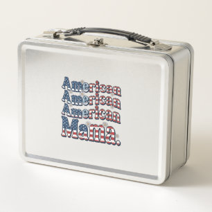 American Mama Patriotic Vintage Engraving Shirt De Metal Lunch Box