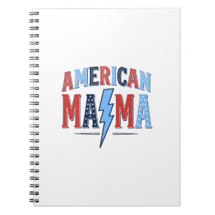 American Mama Patriotic Vintage Engraving Shirt De Notebook