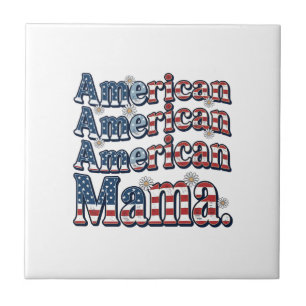 American Mama Patriotic Vintage Engraving Shirt De Tile