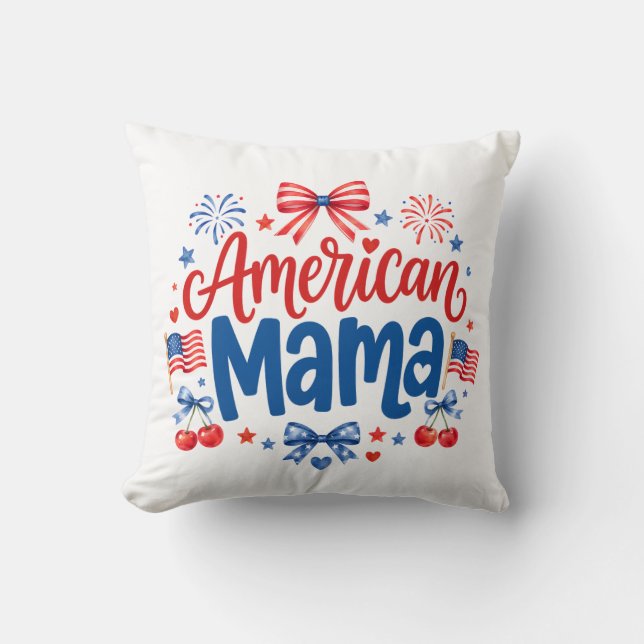 American Mama Throw Pillow (Front)