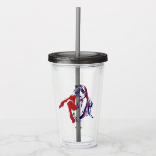 American Manga Neko Catgirl Kawaii Anime Acrylic Tumbler