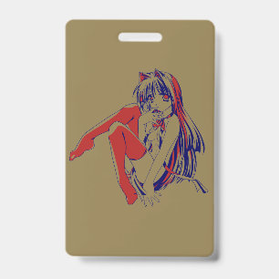 American Manga Neko Catgirl Kawaii Anime Badge