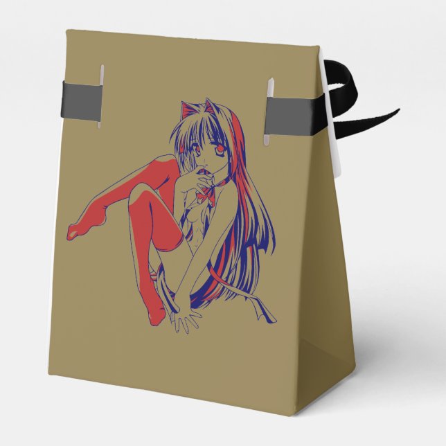 American Manga Neko Catgirl Kawaii Anime Favor Box (Back Side)