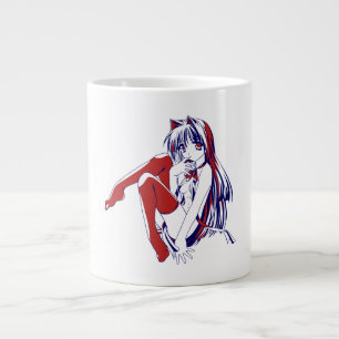 American Manga Neko Catgirl Kawaii Anime Large Coffee Mug