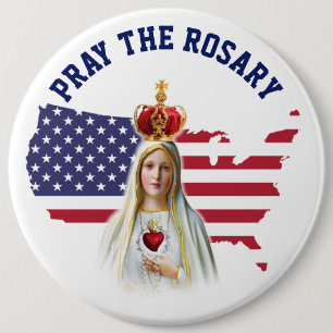 American Map Flag USA Holy Rosary 6 Inch Round Button