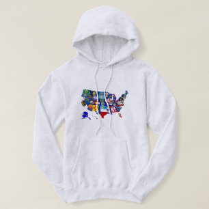 American Map State Flags Mosaic Hoodie