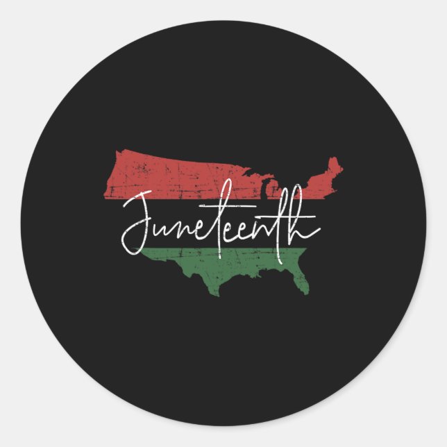 American Map With Pan African Flag For Juneteenth  Classic Round Sticker (Front)