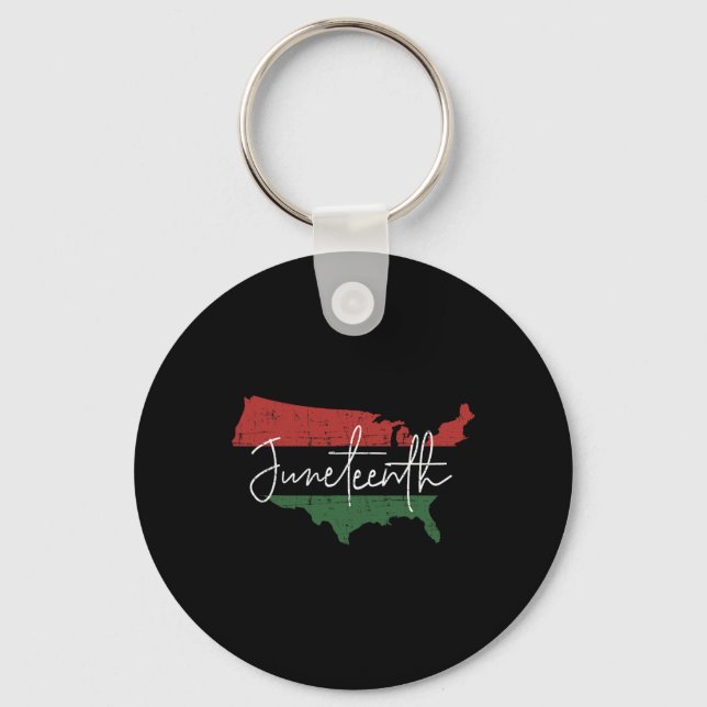 American Map With Pan African Flag For Juneteenth  Keychain (Front)