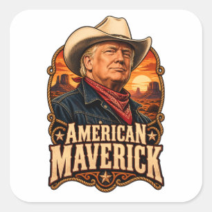 American Maverick Western Portrait Square Sticker