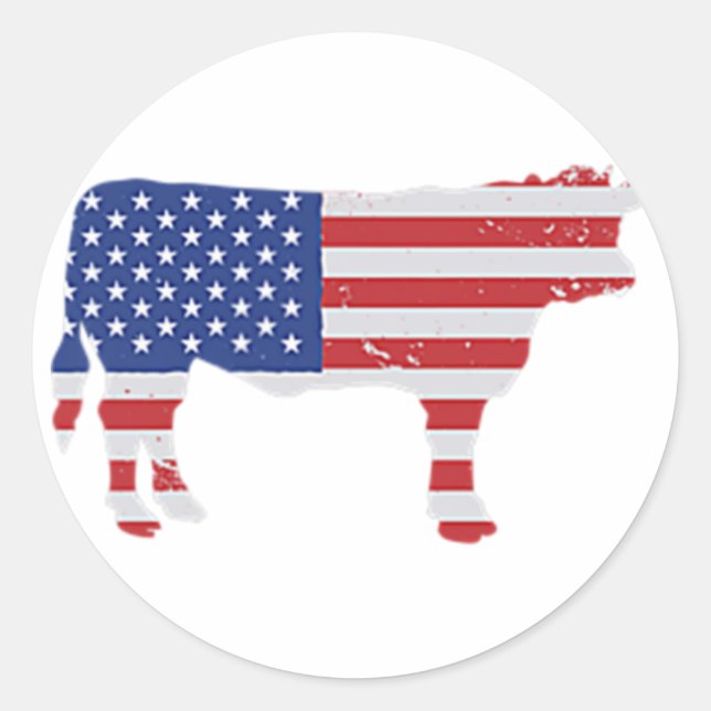 American Meat USA Flag BBQ Beef Proud Butcher Cuts Classic Round Sticker (Front)