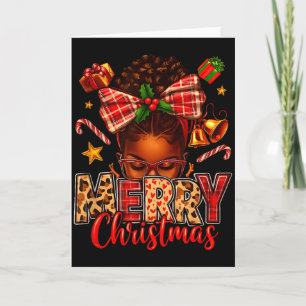 American Melanin Afro Sleigh Queen Christmas Afric Card