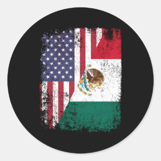 American Mexican Roots Half American Usa Mexico Fl Classic Round Sticker