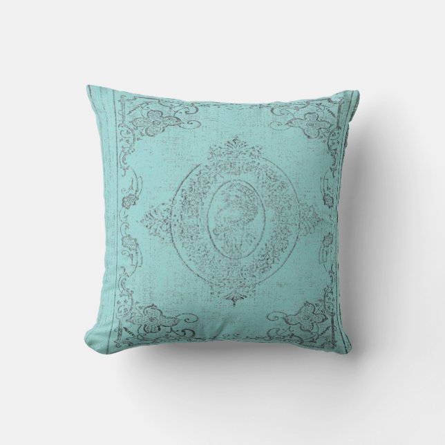 American MoJo Pillow Ice Blue, black etching (Front)