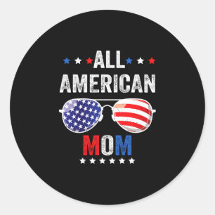American mom usa flag 4th of july sunglasses classic round sticker