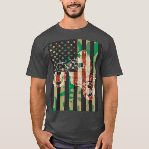 American motocross rider camo flag  T-Shirt