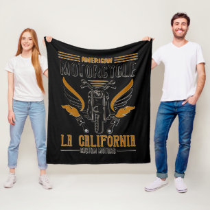 American Motorcycle LA California Custom Motors Th Fleece Blanket