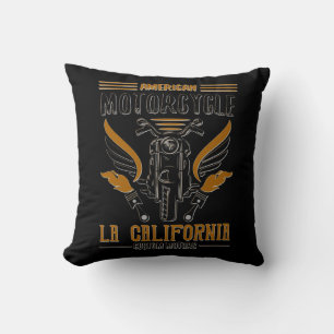 American Motorcycle LA California Custom Motors Throw Pillow