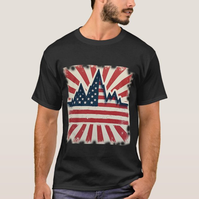 American Mountains and Sunburst T-Shirt (Front)