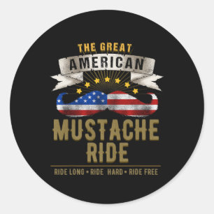 American Moustache Ride 4th Of July For Patriotic Classic Round Sticker