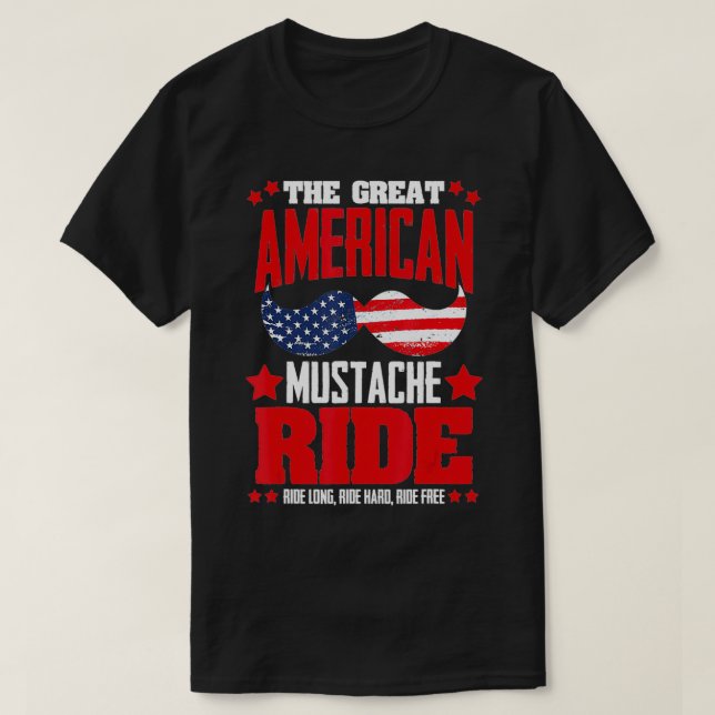 American Moustache Ride 4th of July Patriotic Bear T-Shirt (Design Front)