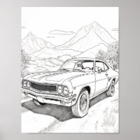 American Muscle Car Adult Colouring