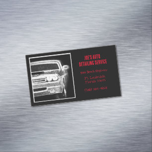 American Muscle Car Black and White Automotive  Magnetic Business Card