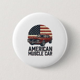 American Muscle Car Vintage Flag Shirt Design_1 2 Inch Round Button