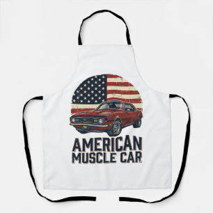 American Muscle Car Vintage Flag Shirt Design_1 Apron
