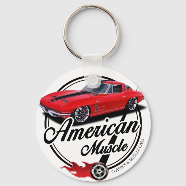 american muscle red Stingray Keychain (Front)