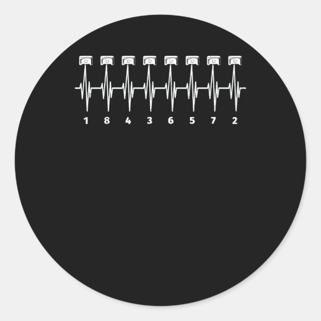American Muscle V 8 Car Engine 18436572 Heart Beat Classic Round Sticker (Front)