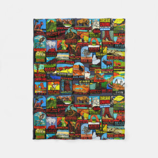 American National Parks Vintage Decal Bomb Fleece Blanket