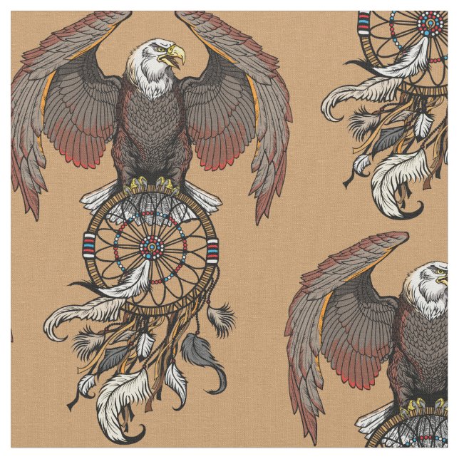 American native indians dreamcatcher fabric (Close Up)