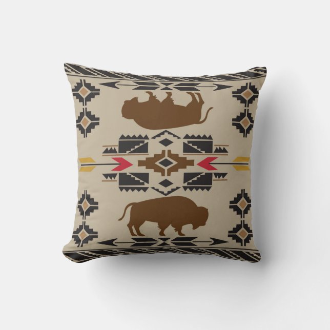 American Native Pattern Throw Pillow (Front)