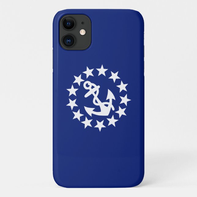 American Nautical Yacht Flag Anchor on Blue Case-Mate iPhone Case (Back)