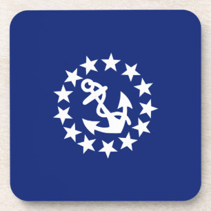 American Nautical Yacht Flag Anchor Stars Blue Coaster