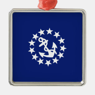 American Nautical Yacht Flag Anchor Stars Blue Metal Ornament