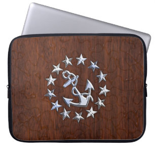 American Nautical Yacht Flag Anchor Stars Decor Laptop Sleeve