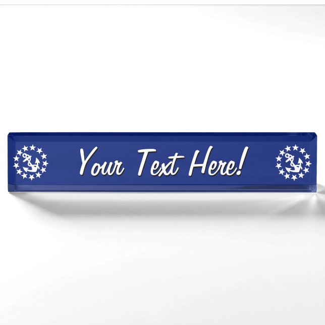 American Nautical Yacht Flag Navy Blue Decor Nameplate (Front)