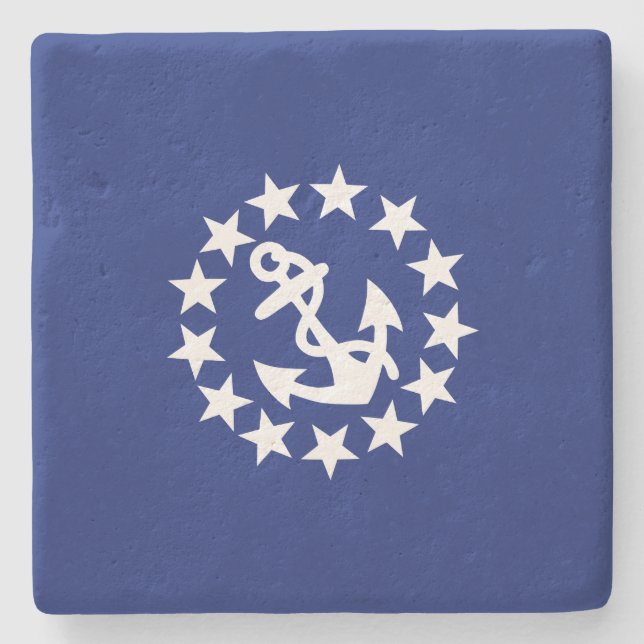 American Nautical Yacht Flag Navy Blue Decor Stone Coaster (Front)