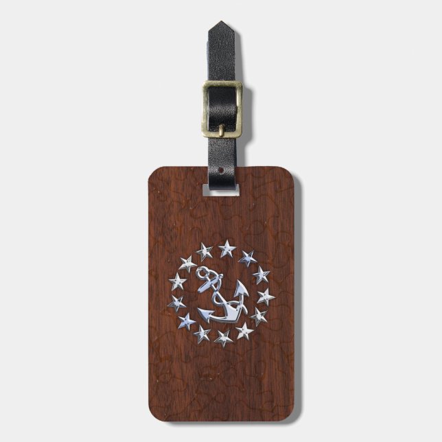 American Nautical Yacht Flag Wet Look Luggage Tag (Front Vertical)