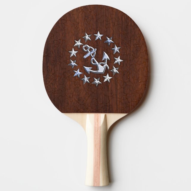 American Nautical Yacht Flag Wet Mahogany Ping Pong Paddle (Back)