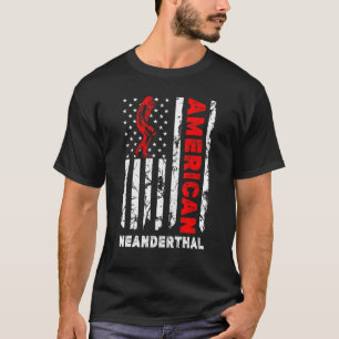 American Neanderthal American Usa Flag Caveman T-Shirt