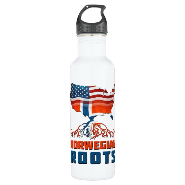 American Norwegian Roots 710 Ml Water Bottle (Front)
