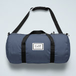 American Nostalgia Classic Simple Minimal Blue Duffle Bag<br><div class="desc">This american nostalgia style classic design in navy blue features a patch style emblem with a monogram name and framed border,  featuring informal handwritten script and modern block typography. The text can be customized with your name for a design as unique as you are!</div>