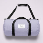 American Nostalgia Classic Simple Minimal Lilac Duffle Bag<br><div class="desc">This american nostalgia style classic design in lilac purple features a patch style emblem with a monogram name and framed border,  featuring informal handwritten script and modern block typography. The text can be customized with your name for a design as unique as you are!</div>